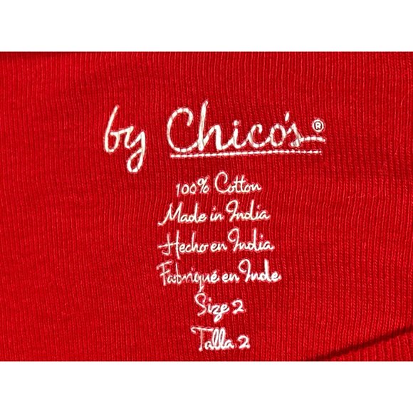 Chicos Red Long Sleeve Tee Classic Soft Stretch Casual Top Soft Comfortable SZ 2 - Picture 5 of 10